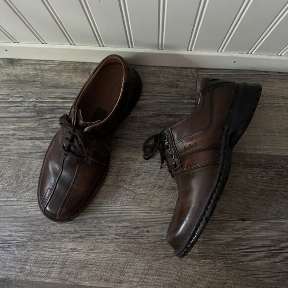 Clarks Other - Clarks Touareg Vibe Bicycle Toe Oxford Shoes Brown Leather 70852 Mens 9